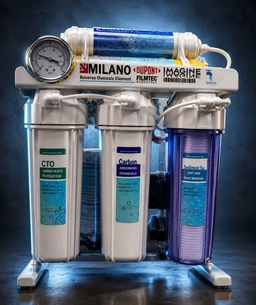 دستگاه تصفیه آب milano  تانک max  شیر اهرمی 4405  ممبران 100dow  کد 0101